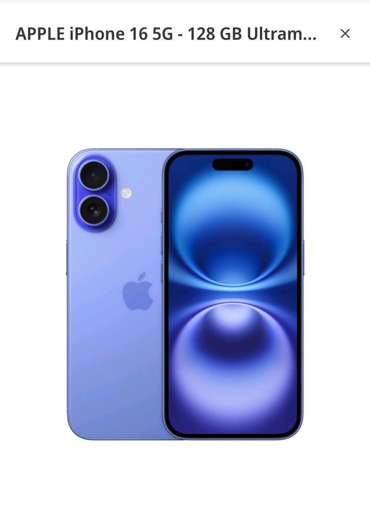 Iphone 16 5 Go - Ultramarine 128 Go (scellé), Envoi