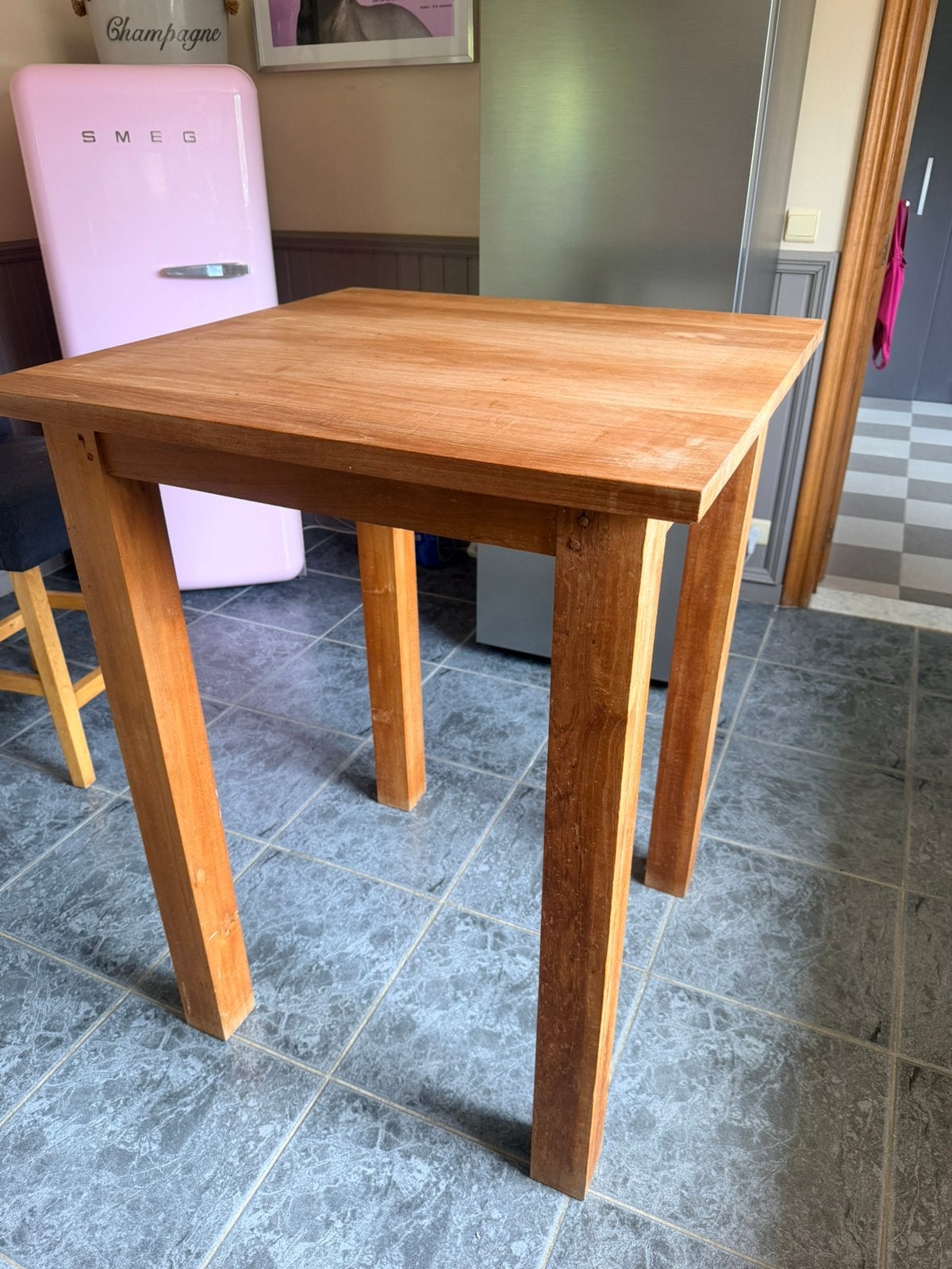 Teak houten keuken tafel bartafel, Ophalen, Zo goed als nieuw