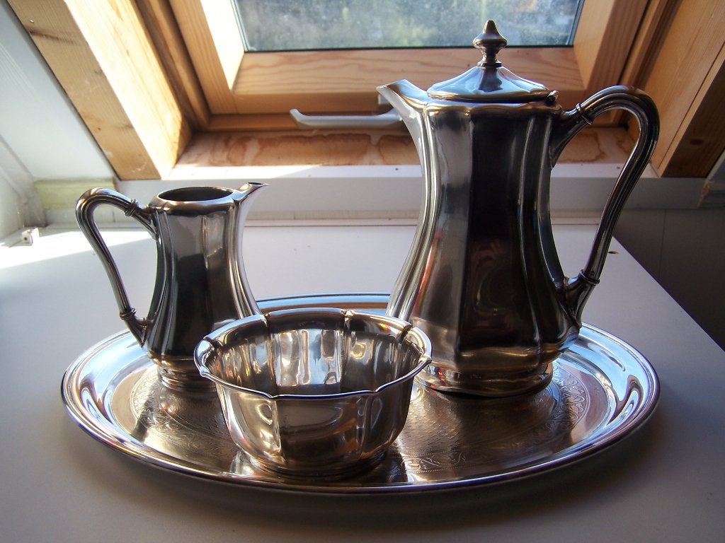 Antiek Verzilverd Koffiestel, Ophalen