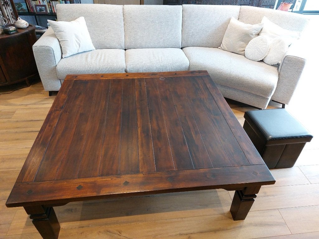salontafel in tropisch donker hout, 100 à 150 cm, Koloniaal, Carré, 100 à 150 cm