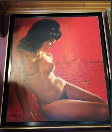 vintage naakt originele Charlie Delhauteur  schilderij, Ophalen, Huis en Inrichting