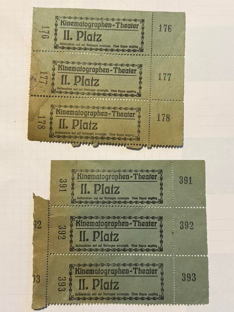Duitse cinematickets WOI zeldzaam, Enlèvement ou Envoi