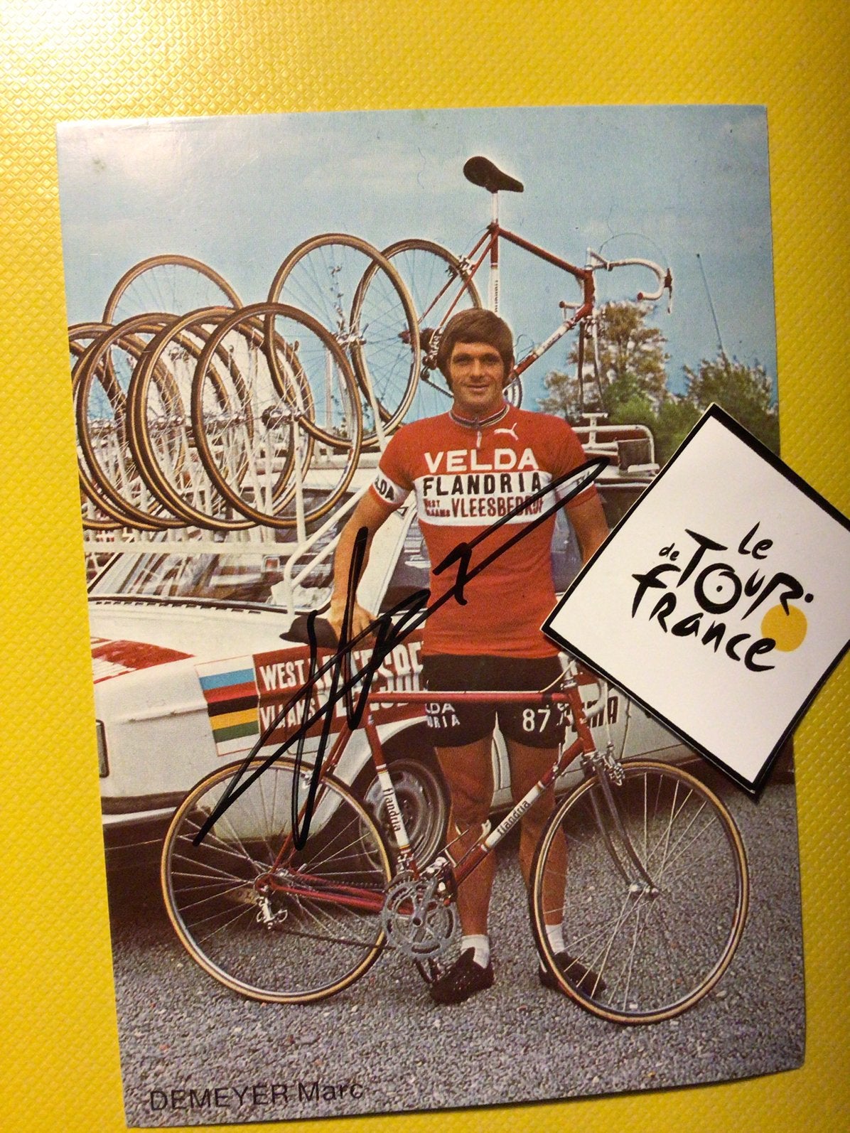 wielerkaart  1976 team flandria marc demeyer  signe, Envoi, Comme neuf