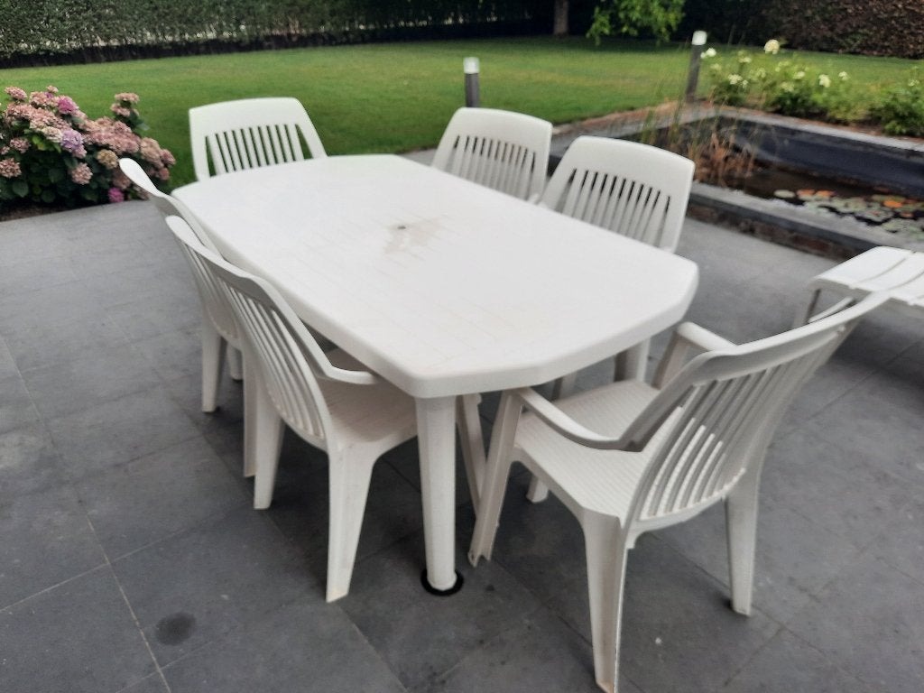 ensemble de mobilier de jardin, Jardin & Terrasse, Table à dinner, Salons de jardin, Synthétique, Enlèvement