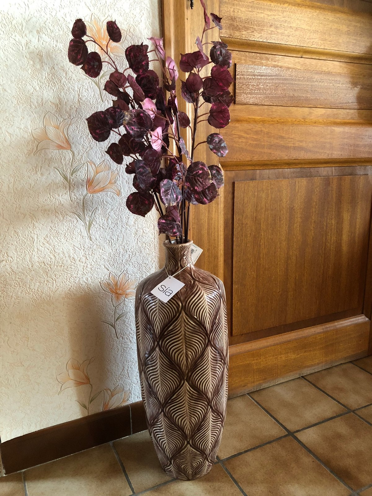 Herfstcompositie met vintage Sia-blad, Ophalen of Verzenden, Nieuw, Inclusief decoratie, Steen/keramiek