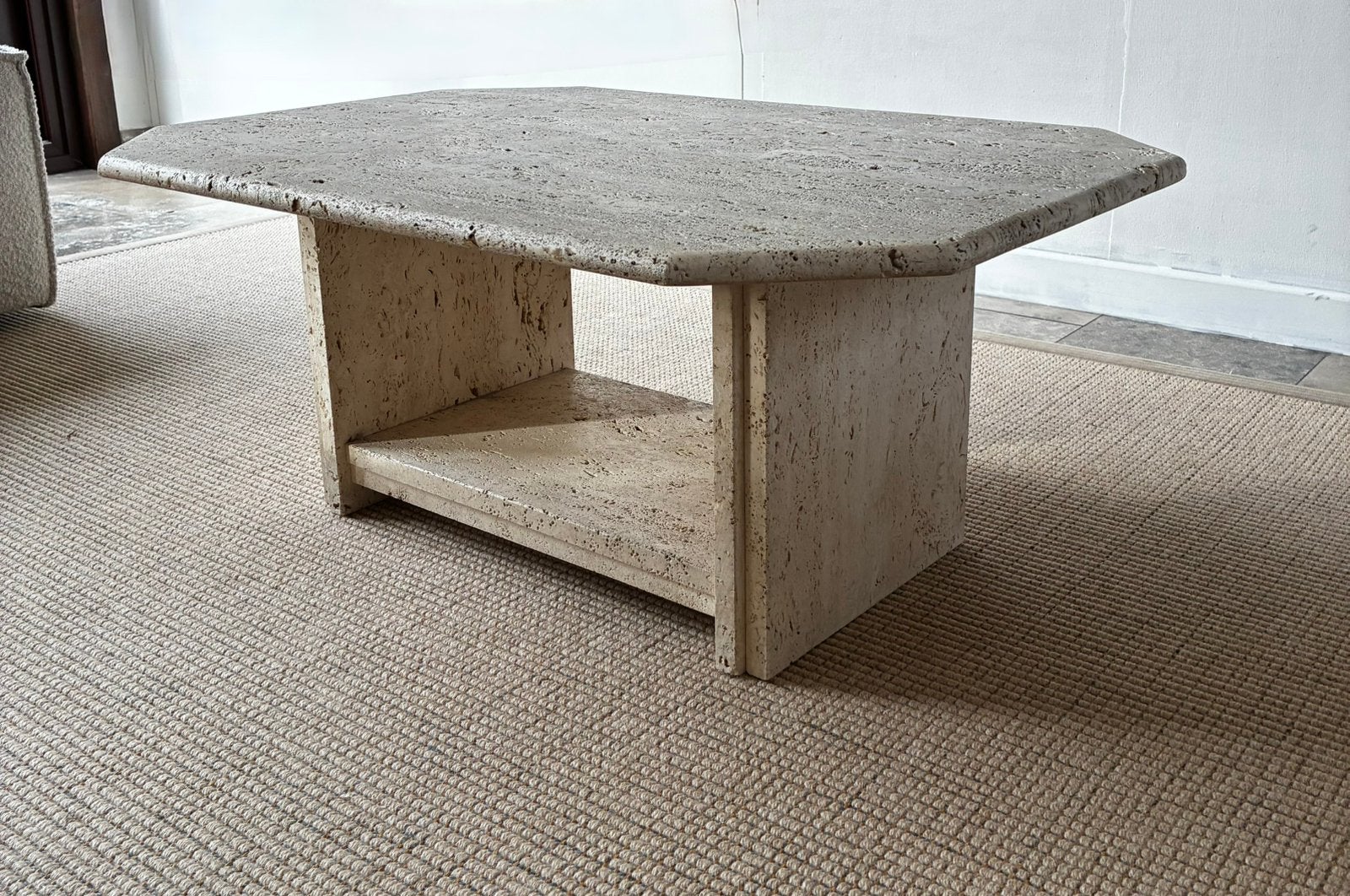Travertin salontafel poreus, Enlèvement, Comme neuf
