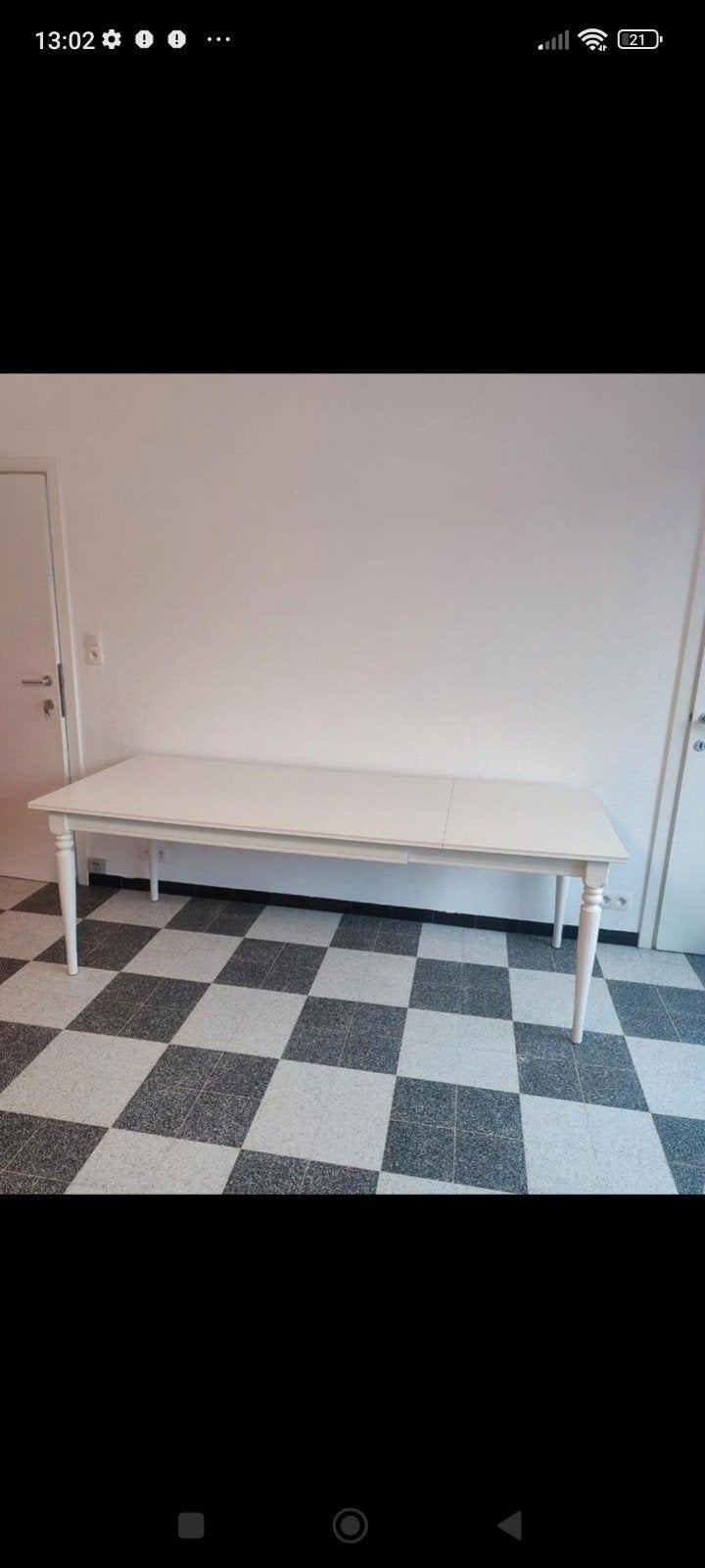 Grande table blanche Ikea avec allonge, Enlèvement