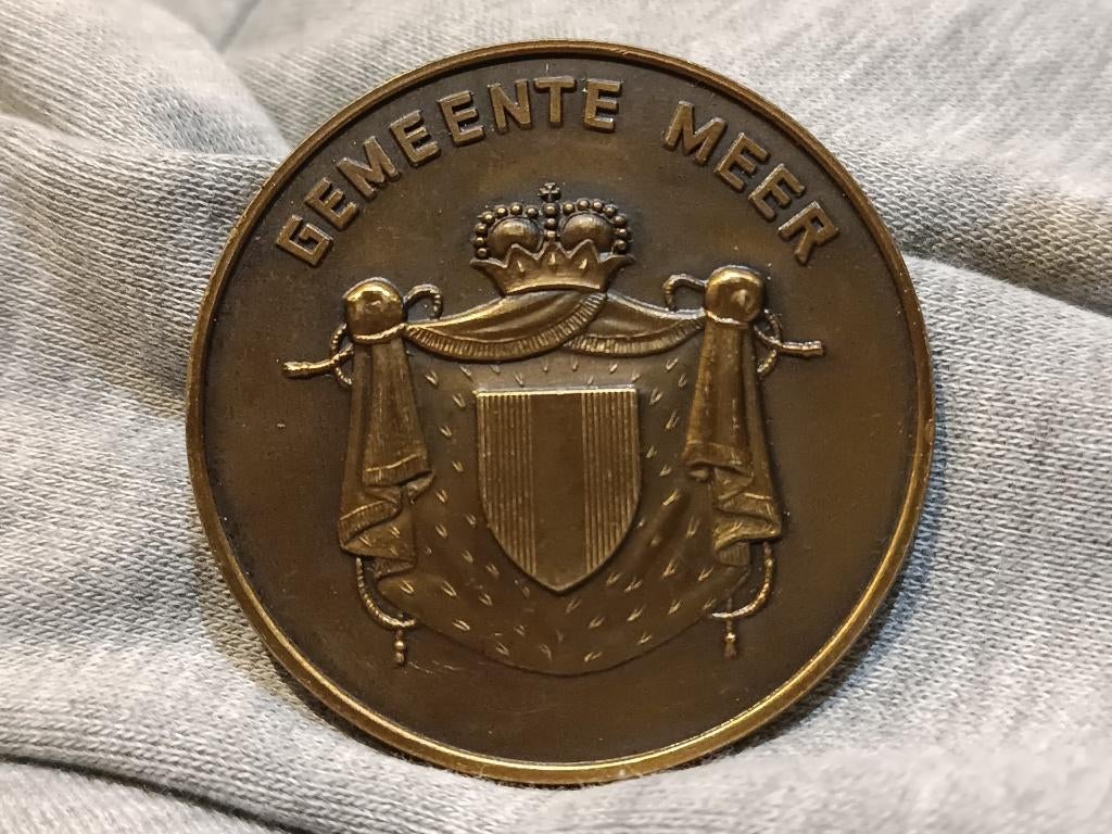 bronzen penning v.d.  gemeente Meer (prov. Antwerpen), Ophalen of Verzenden, Brons