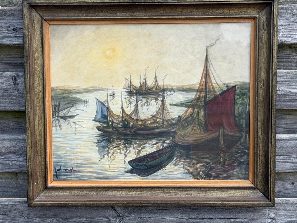 Schilderij theo idserda, Antiek en Kunst, Kunst | Schilderijen | Klassiek, Ophalen, Klassiek, Origineel werk, Maritiem / water