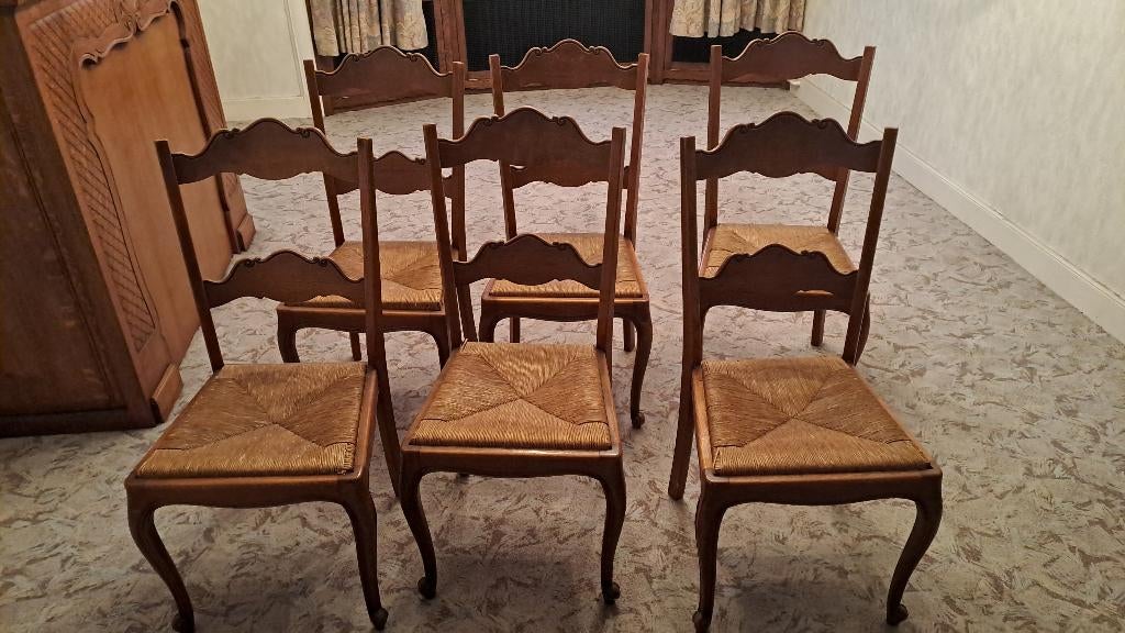 6 vintage stoelen met rieten zitting, Ophalen