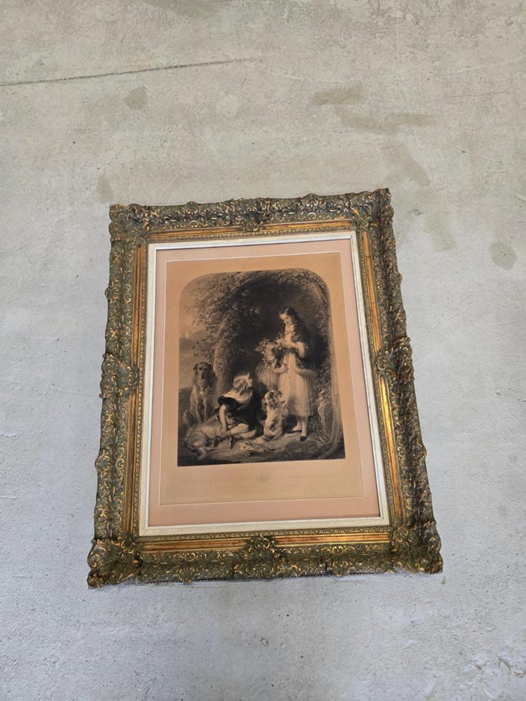 Mooie barok lijst met litho 19e eeuw, Ophalen