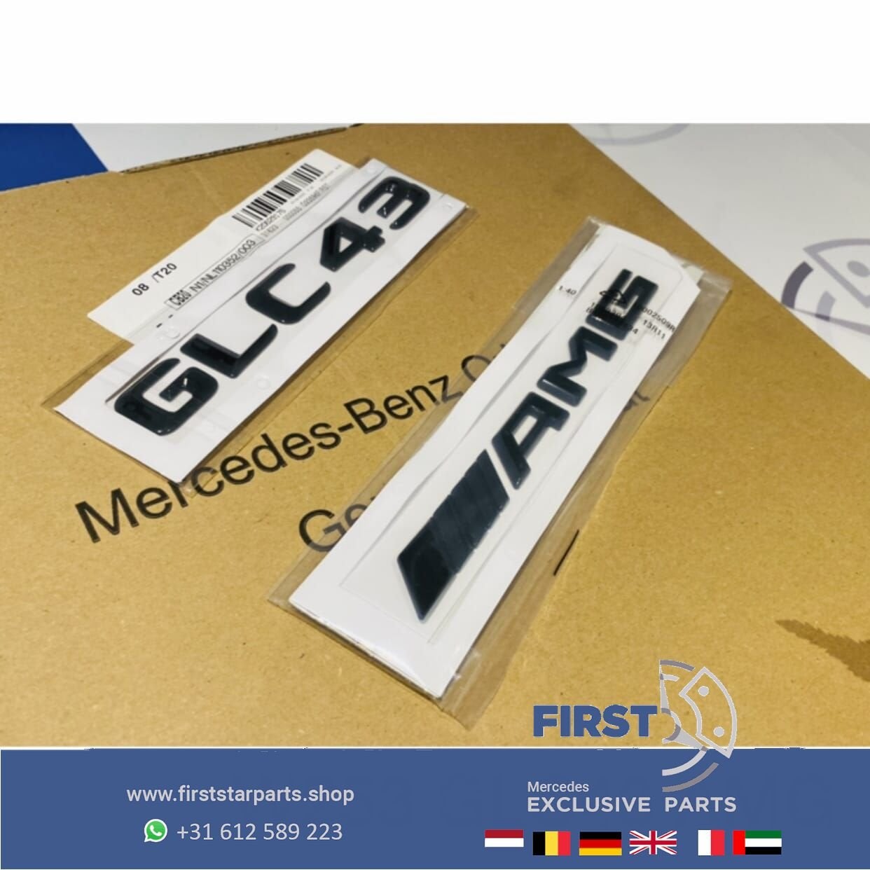 W253 C253 GLC 43 AMG LOGO SET ZWART EMBLEMEN Mercedes GLC43, Gebruikt, -, Ophalen of Verzenden, -