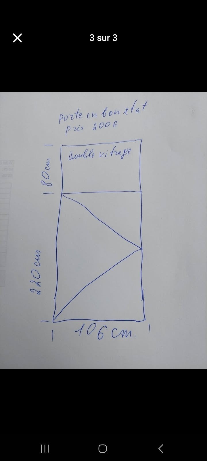 porte d entree de 3metre sur 1m08, Enlèvement, Utilisé, Autres dimensions, Autres dimensions