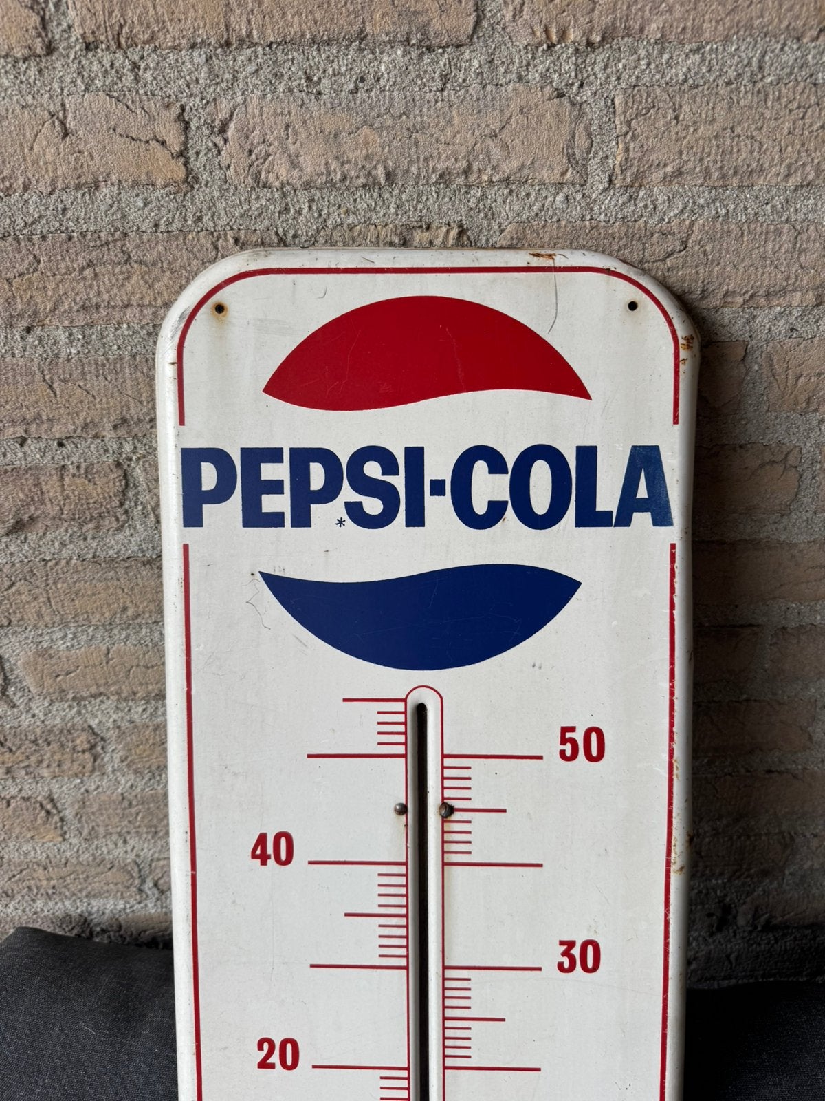 Ancien thermomètre publicitaire Pepsi Cola 1967, Collections, Enlèvement ou Envoi, Utilisé, Panneau publicitaire