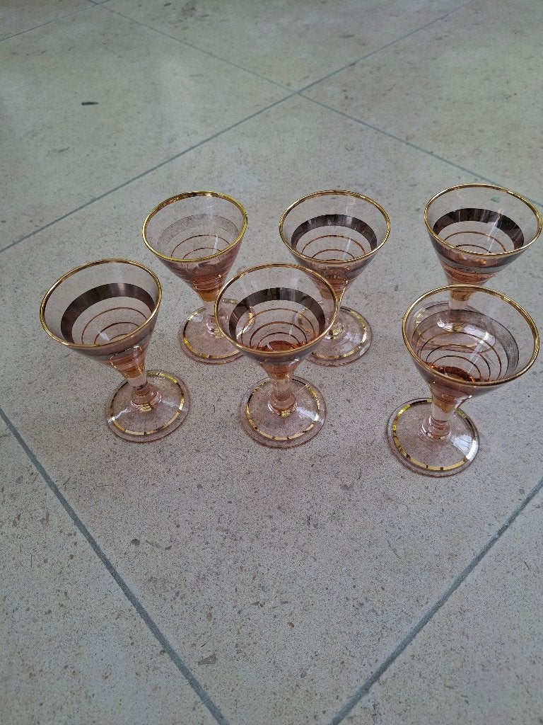 6 glazen, Verzamelen, Glas en Drinkglazen, Ophalen, Gebruikt, Borrel- of Shotglas