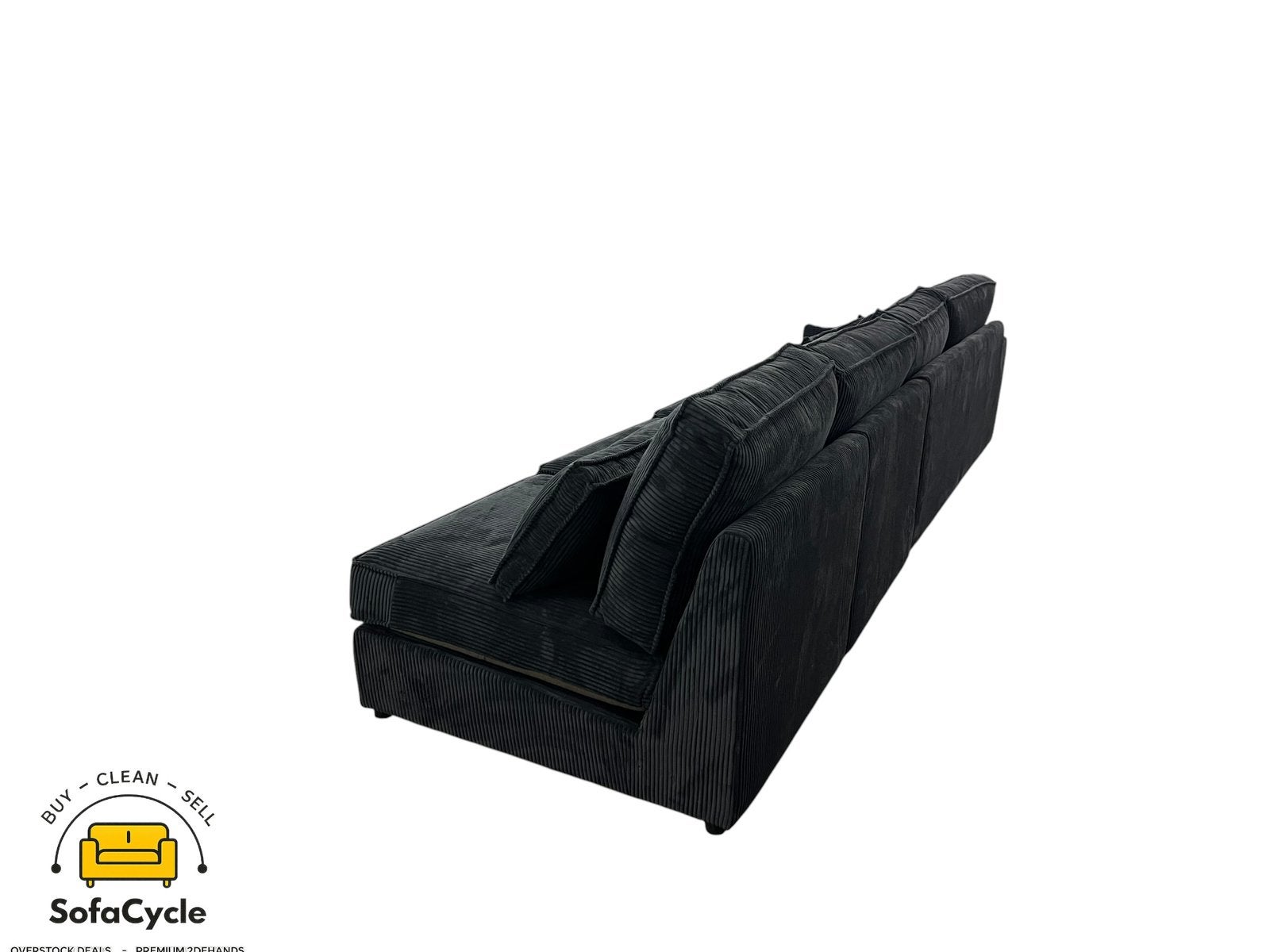Chaise d'angle en tissu noir, modulable — overstock, Neuf, Enlèvement ou Envoi, SofaCycle, Info@sofacycle.be