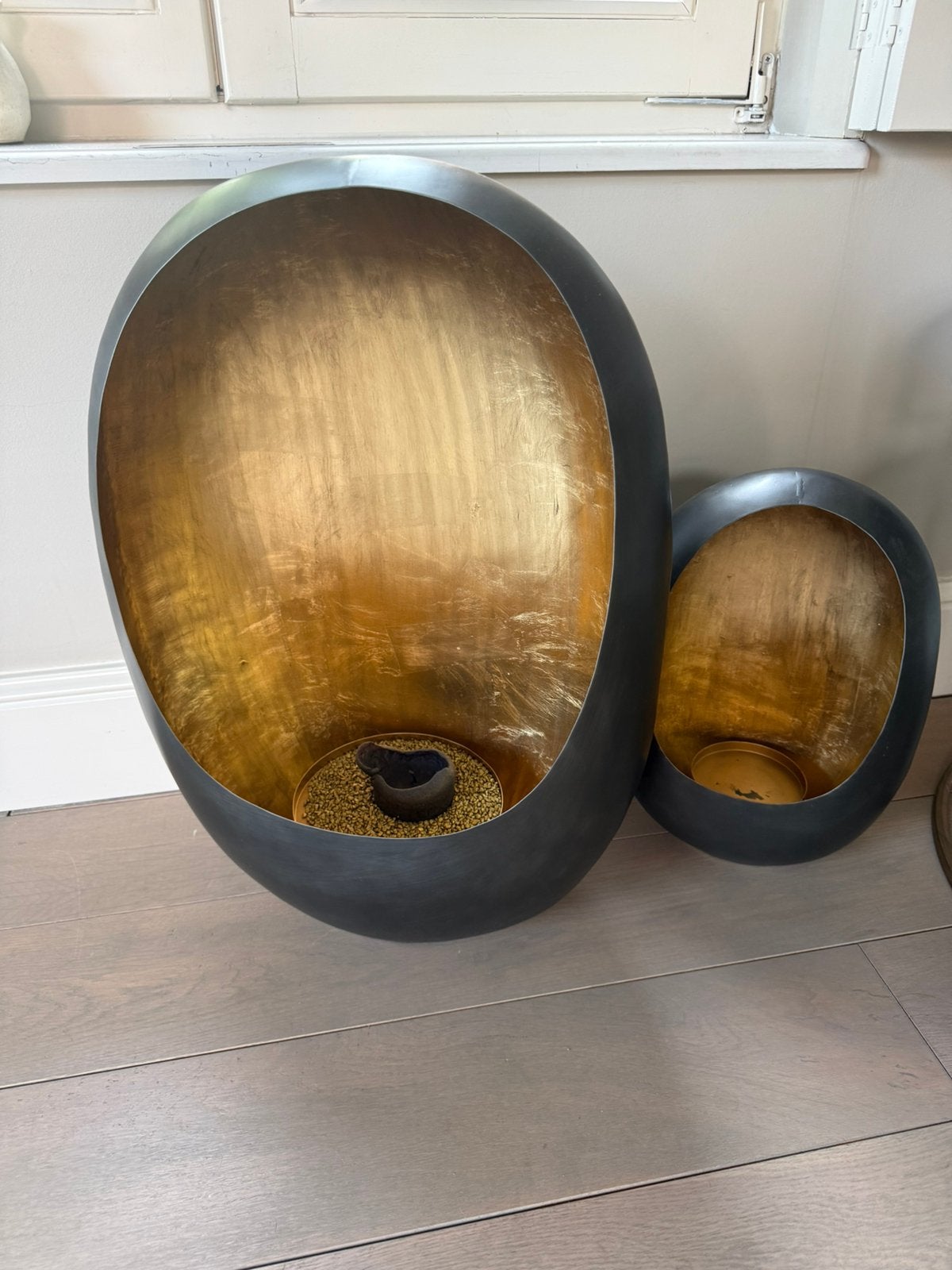 Zwart goud ei met kaarsenhouder, Ophalen, Zo goed als nieuw, Goud