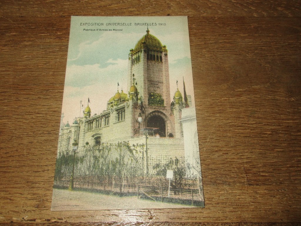 POSTKAART EXPO BRUXELLES 1910 FABRIQUE D'ARMES DE HERSTAL, Envoi, Avant 1920, Non affranchie, Bruxelles (Capitale)