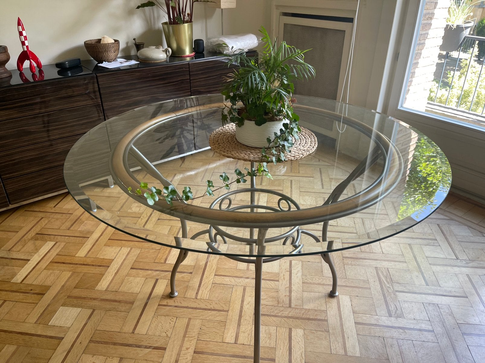 Table plateau verre, Verre, Rond, 100 à 150 cm, Enlèvement