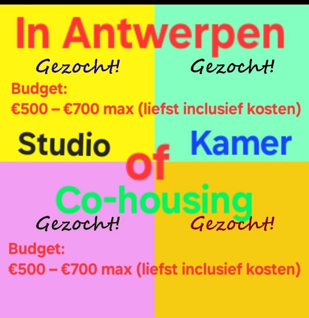 DRINGEND gezocht: studio/kamer Antwerpen + domicilie, Immo