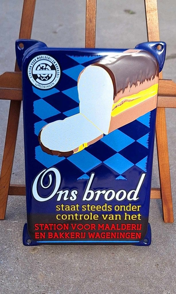 Emaille reclame bord, themabord Ons brood🍞, Ophalen of Verzenden, Zo goed als nieuw, Reclamebord