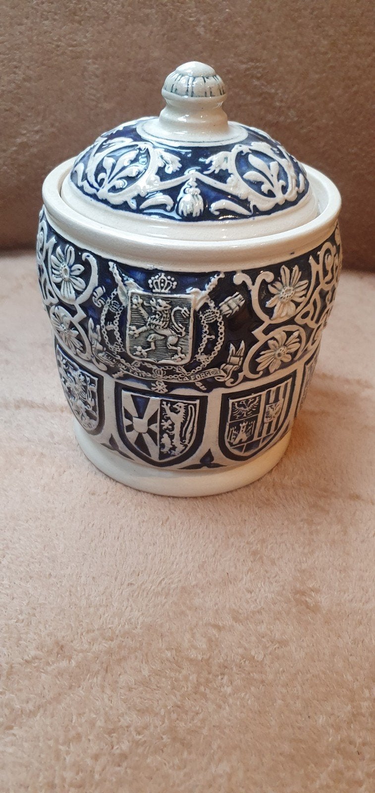 Ancien pot à tabac allemand en grès Westerwald — Modèle 1754, Antiquités & Art, Enlèvement ou Envoi
