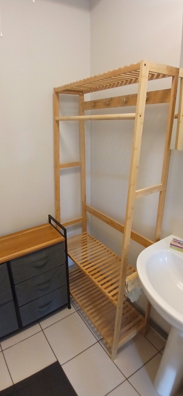 Meuble salle de bain, porte serviettes en bois, Enlèvement