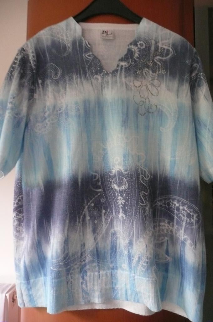 Bloes in fijne tricot met steentjes (a214), Kleding | Dames, Grote Maten, Blauw, Di Strick, Zo goed als nieuw, Shirt of Top