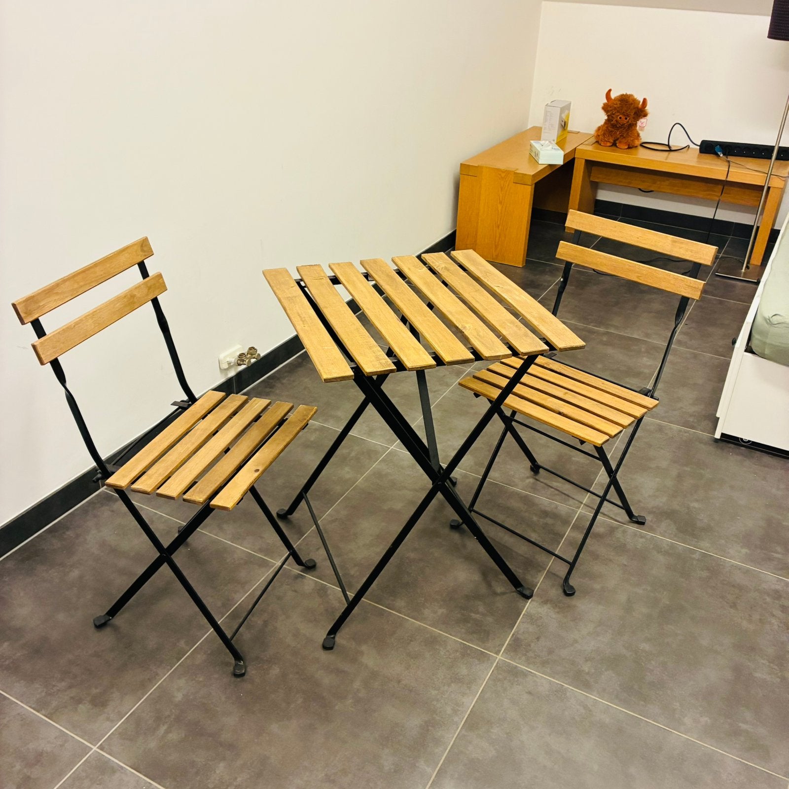 Bistro tafels 3st met stoelen 6st, Tuin en Terras, Ophalen, Zo goed als nieuw