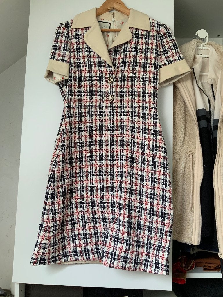 GUCCI – Magnifique robe en tweed multicolore – TBE, Enlèvement ou Envoi, Comme neuf, Gucci, Multicolore