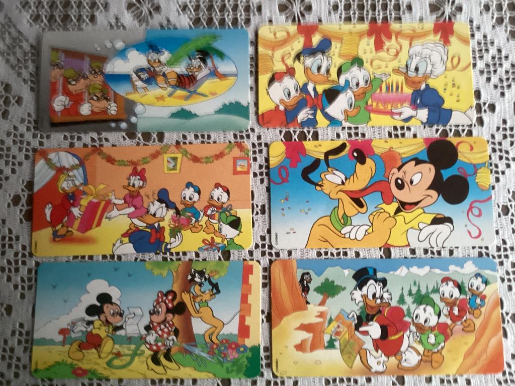 6 kartonnen postkaarten NESTLÉ Disney Family, Enlèvement ou Envoi, Utilisé
