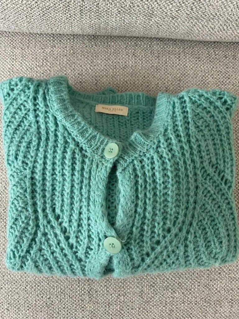 Gebreid vest Turquoise Groen Mika Elles, Kleding | Dames, Maat 38/40 (M), Ophalen of Verzenden, Zo goed als nieuw, Mika Elles