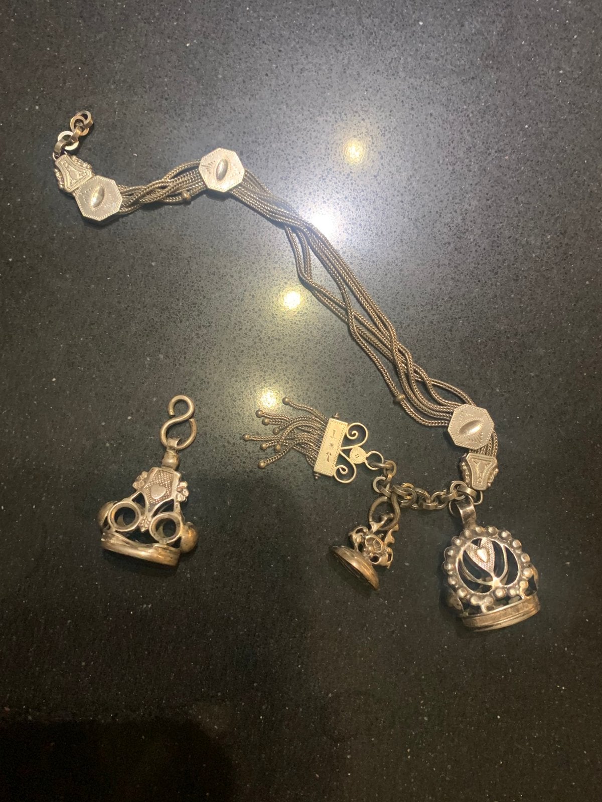 Antieke zegels met ketting, Antiek en Kunst, Ophalen, Zilver