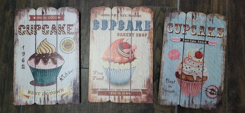 Cupcake Decoratie Bordjes Hout, Ophalen of Verzenden, Nieuw, Cupcakes, Versiering