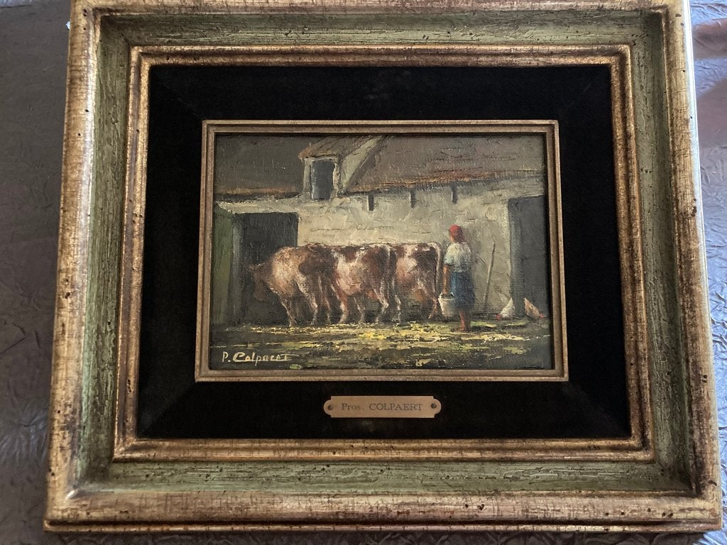 Schilderij van Pros Colpaert, Peinture à l'huile, Enlèvement, Toile, Réaliste