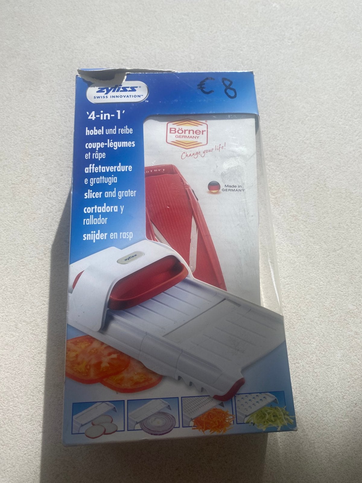 Handmandoline en rasp 4 in 1, Enlèvement ou Envoi, Plastique, Rouge