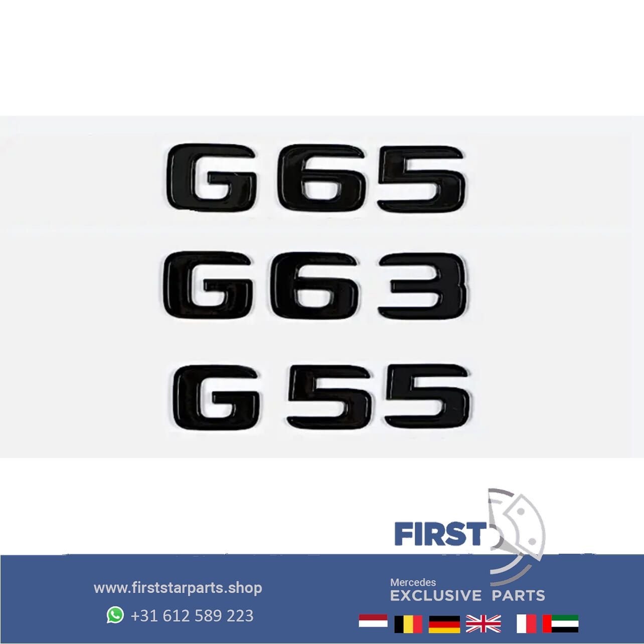 G63 G55 G65 LETTERS LOGO ZWART EMBLEEM Mercedes G63 Klasse 2, Arrière, Utilisé, -, -