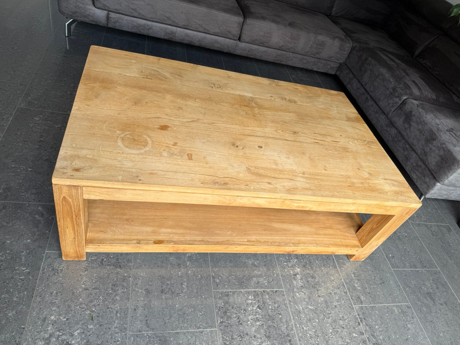 Table basse rectangulaire en teck naturel, Maison & Meubles, Enlèvement, Utilisé