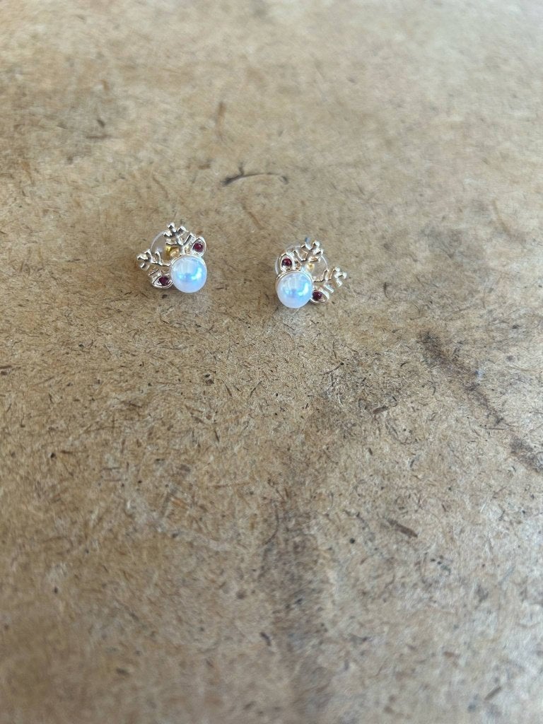 Boucle d’oreille de Noël avec rênes, Enlèvement, Comme neuf, Blanc, Puces ou Clous
