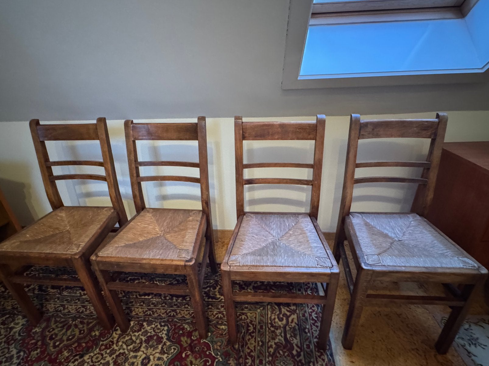 Set van 6 vintage rustieke eetstoelen, Antiek en Kunst, Ophalen