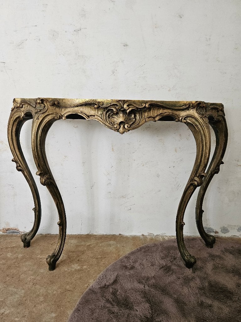 Antieke Console Tafel – Goud Verguld Massief Hout, Antiek en Kunst, Ophalen