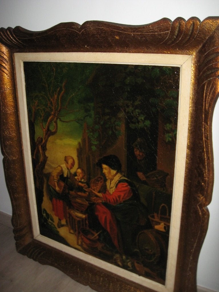 *Prachtige gesigneerde antieke (19e eeuw) schilderij, Ophalen of Verzenden, Bijzondere lijst, Doek