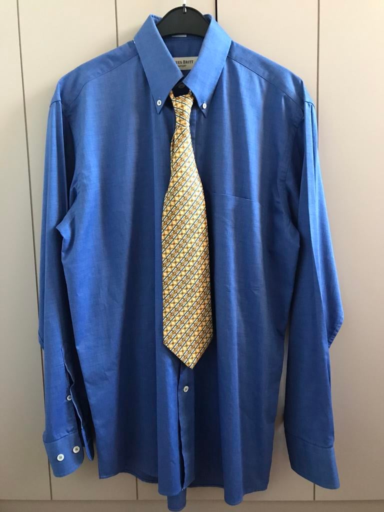 Vintage das met bijhorend hemd M/L, Kleding | Heren, Ophalen of Verzenden, Zo goed als nieuw, Blauw