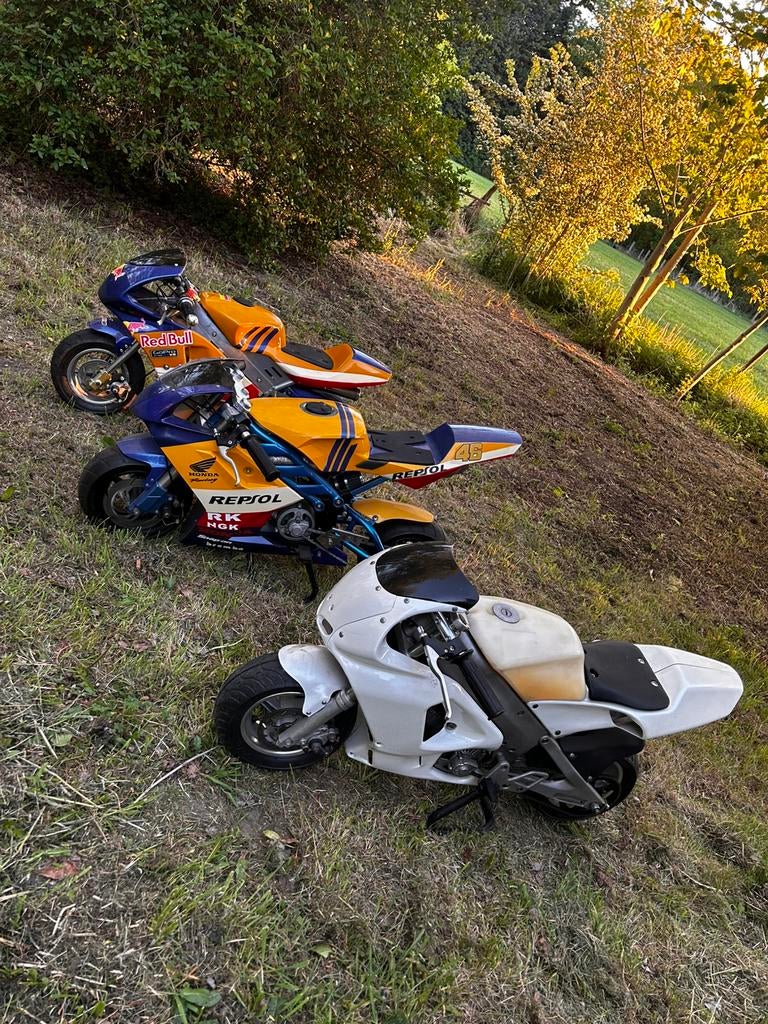 3 x pocketbikes, polini dreambike , blata replica,china 49cc, Fietsen en Brommers, Ophalen, Zo goed als nieuw