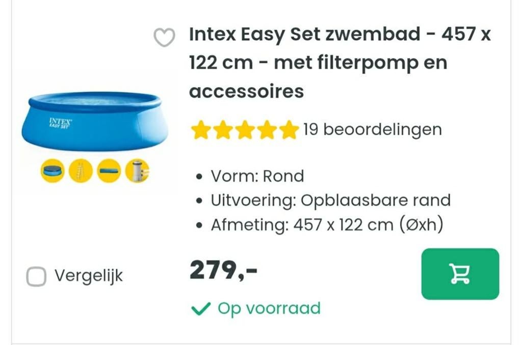 Nieuw in doos verpakte zwembad, Ophalen