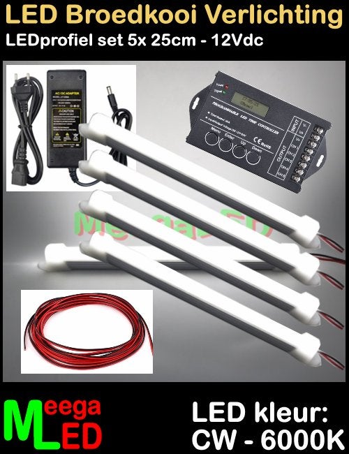 LED profiel strip TC420 SET 5x 25cm Broedkooi Kweekkooi, Ophalen of Verzenden, Nieuw, Aluminium, Broedkooi of Kweekkooi