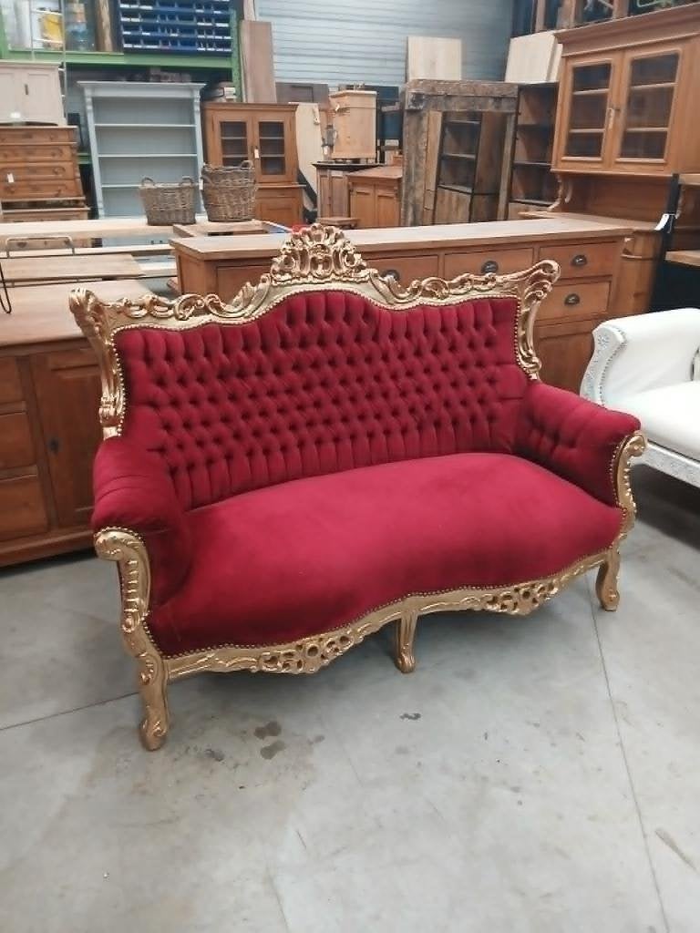 Barokke sofa verguld hout & rood fluweel, Enlèvement