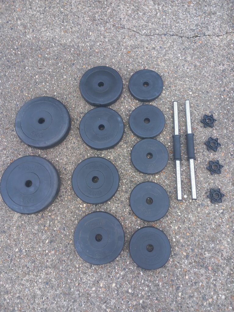 2 Halters met gewichten, Sports & Fitness, Équipement de fitness, Enlèvement, Comme neuf, Bras, Set d’haltères