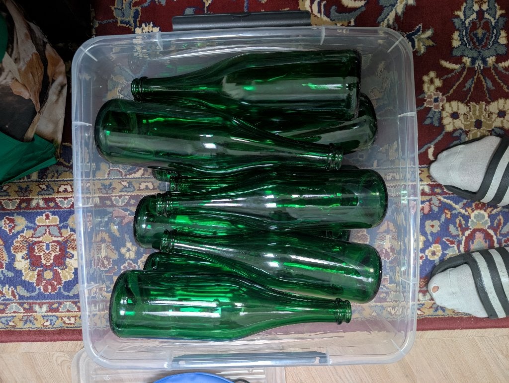 15x lege champagneflessen + muselet + plastiek doppen, Ophalen, Zo goed als nieuw, Overige typen