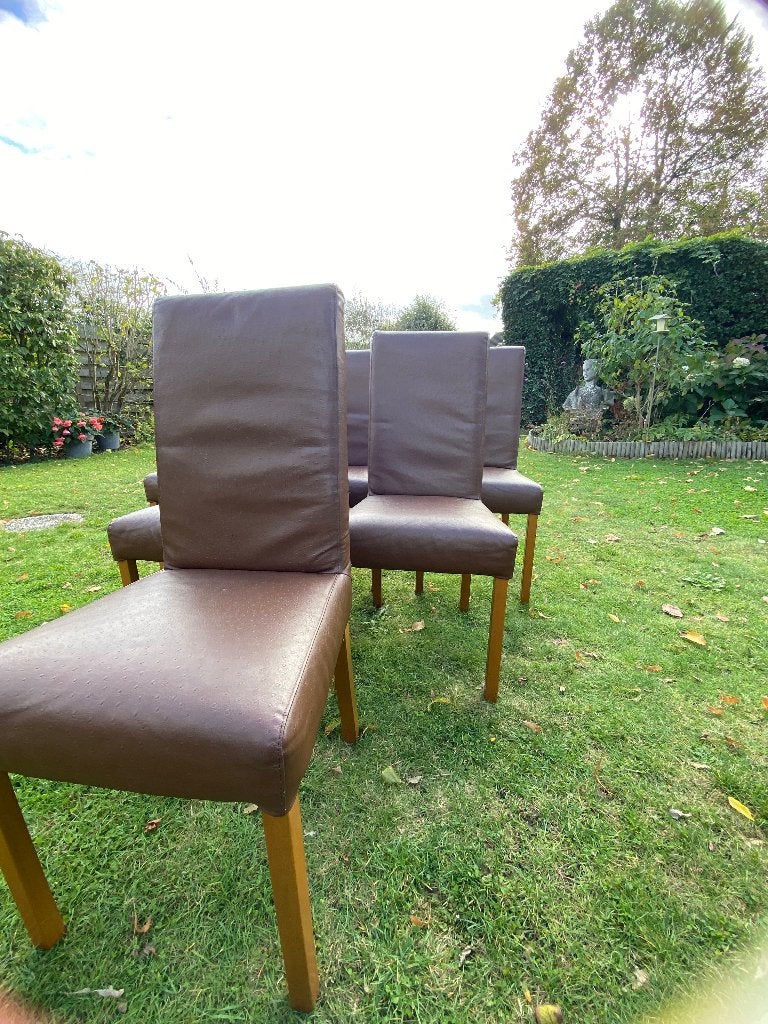 Fauteuils en cuir marron, Maison & Meubles, Chaises, Brun, Enlèvement, Tijdloos/modern/landelijk, Bois